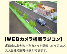 【WEBカメラ搭載ラジコン】運転席に特別な小型カメラを搭載したラジコン。大人目線で運転体験ができます。
