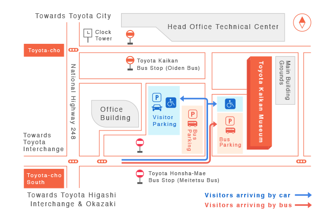 Map of Toyota Kaikan Museum parking facilities