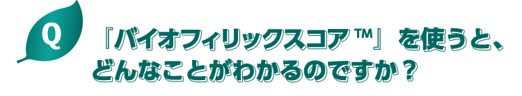 “『バイオフィリックスコア™』を使うと、どんなことがわかるのですか？