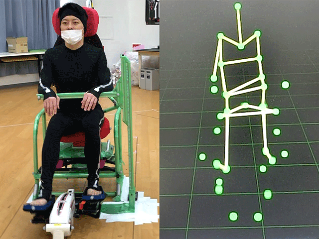 下肢運動に応じて運動連鎖で体幹も動く揺動椅子（動画）