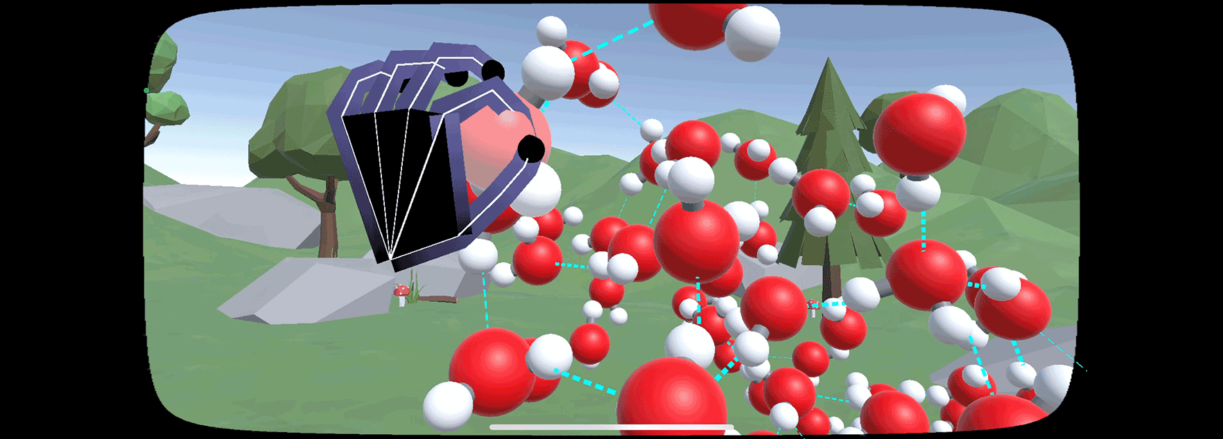 学習アプリ「VR-MD」中の水分子